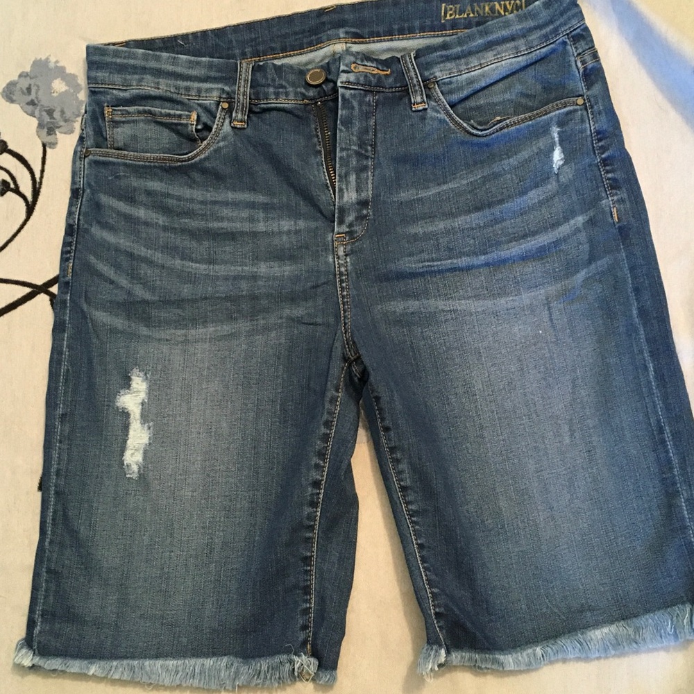 Blank NYC Blue Distressed Denim Jean Shorts